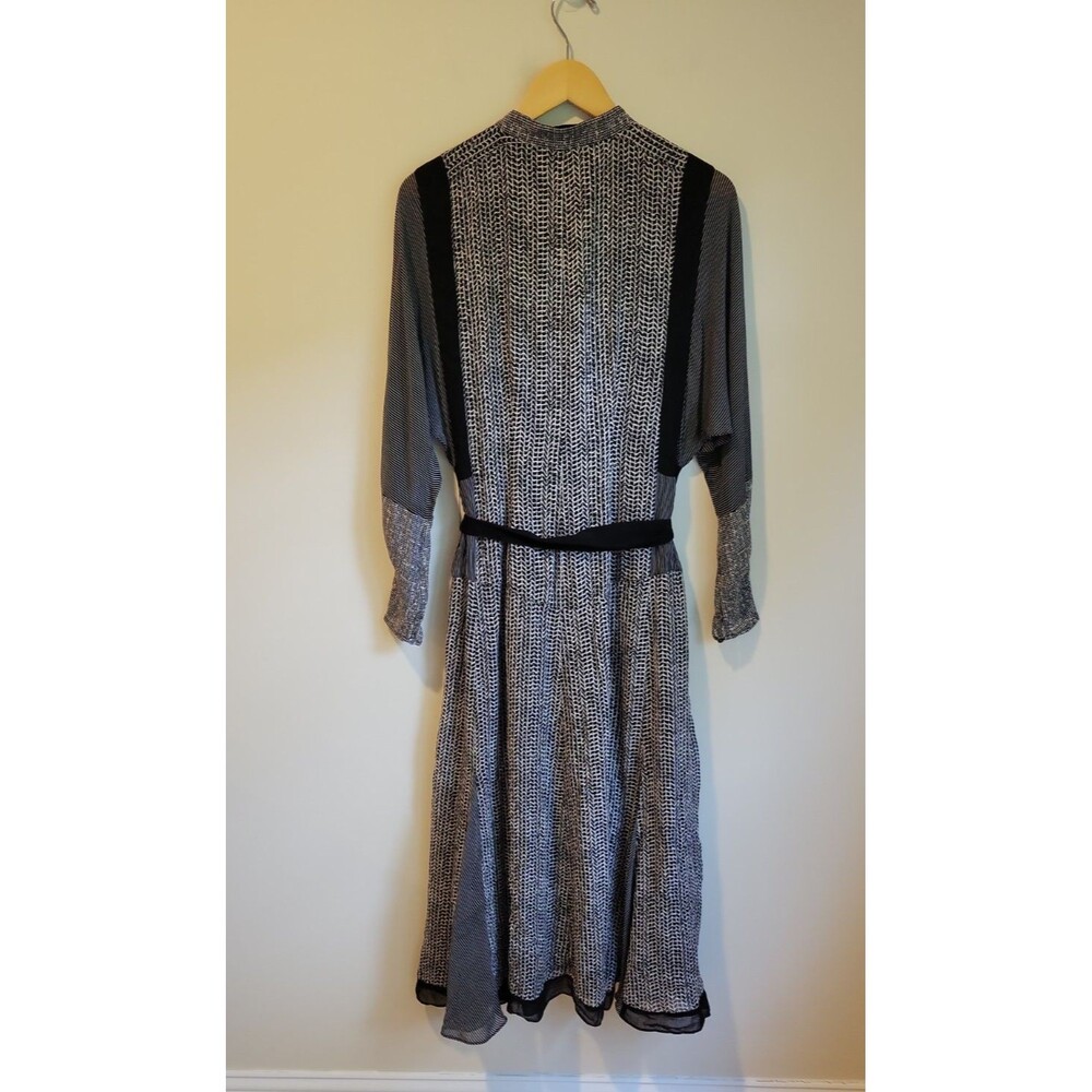 Reiss Tanis Mixed Print Midi Dress Belted Black Long Sleeve US 6 Career Chic - Picture 7 of 11